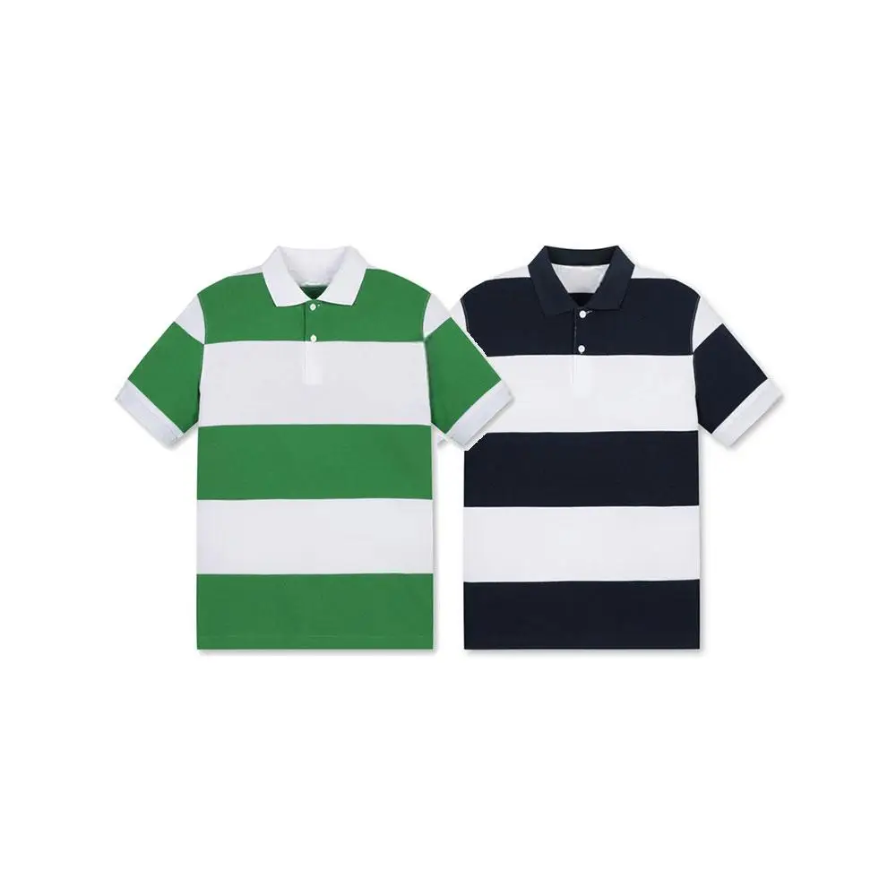 2026 Men Striped Golf Polo Shirt Short Sleeve T-Shirt Breathable Casual Outdoor Sports Elastic Summer Athletic Tops