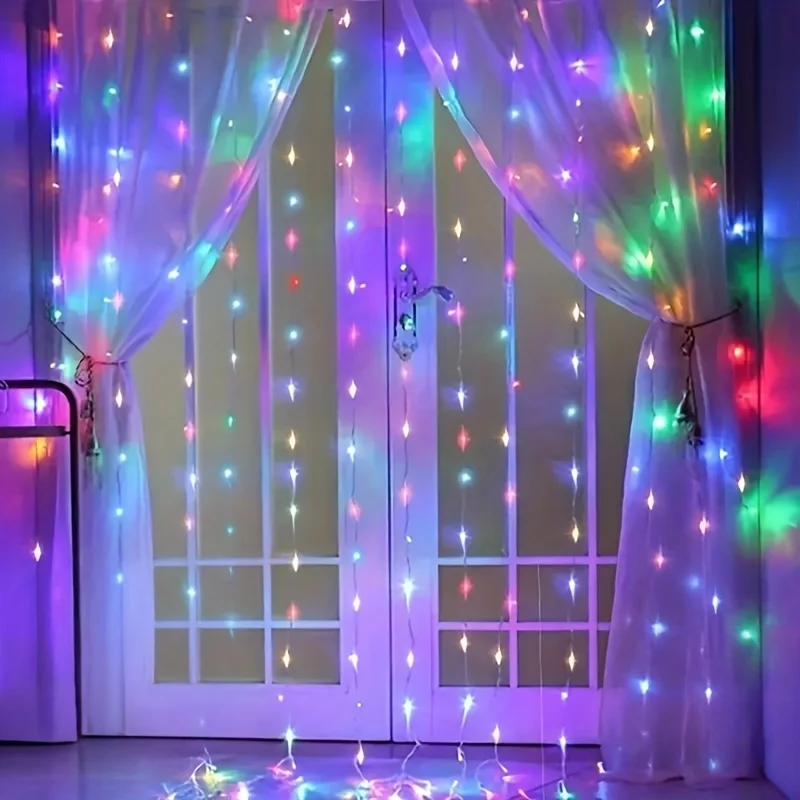 

600/400/300/200LED Рождественский занавес, световая гирлянда, подходящая Фея, Новый год, домашний цветочный венок на батарейках, украшение для окна