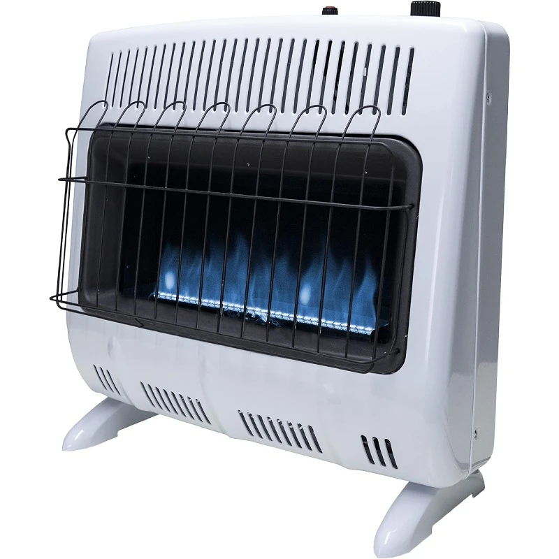 30,000 BTU Vent Free Blue Flame Natural Gas Heater - Wall Mount Space Heater For Cold Rooms, Sun-rooms, and more - White