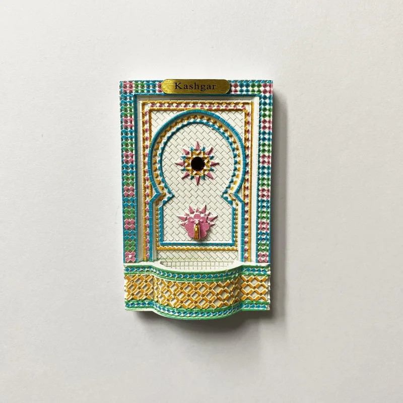Xinjiang Kashgar Cultural Tourism Souvenirs Exotic Style 3D Carved Refrigerator Magnets Magnetic Frame Shape