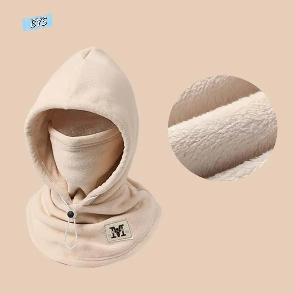 

Casual Thermal Fleece Balaclava Hat Windproof Drawstring Masks Hood Beanies Ear Protector Neck Warmer Hooded Neck Winter