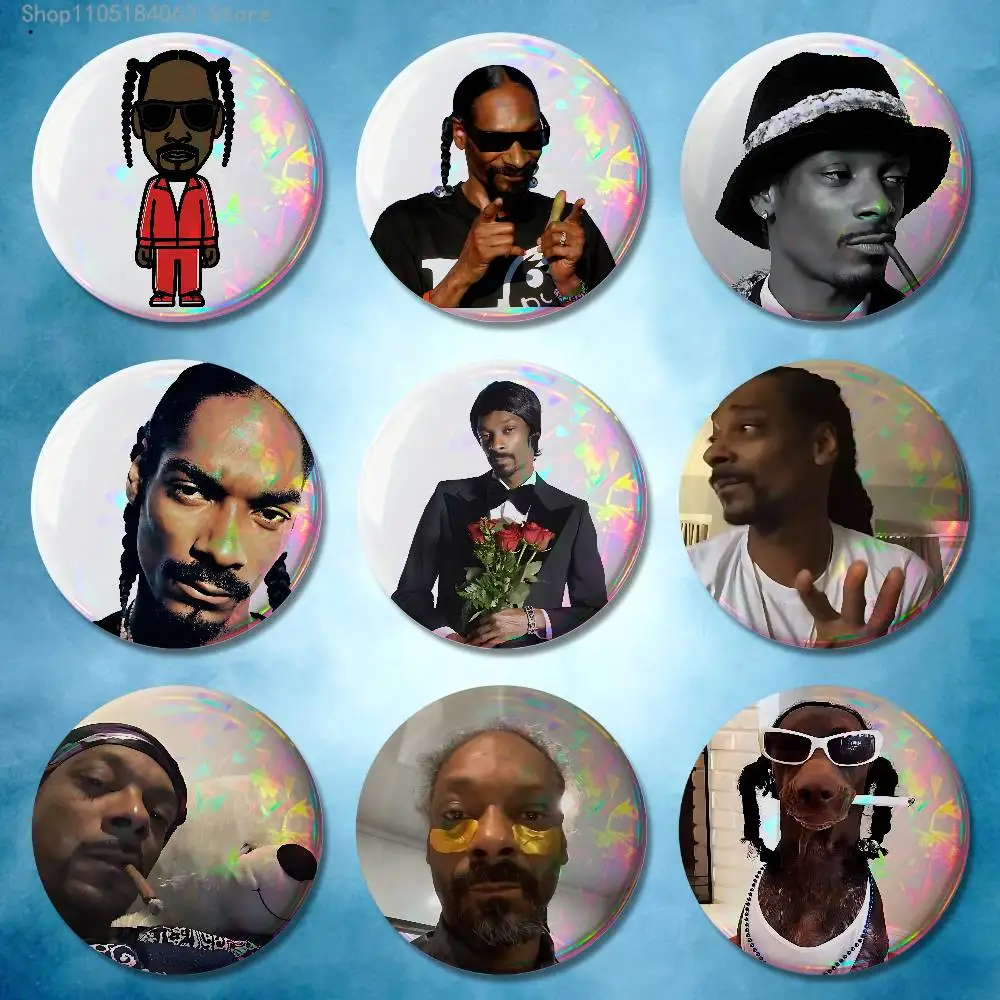 

S-Snoop D-Dogg 58mm 44mm HD Print Brooch Badges Pretty Derby Round Display Brooches Lapel Pins
