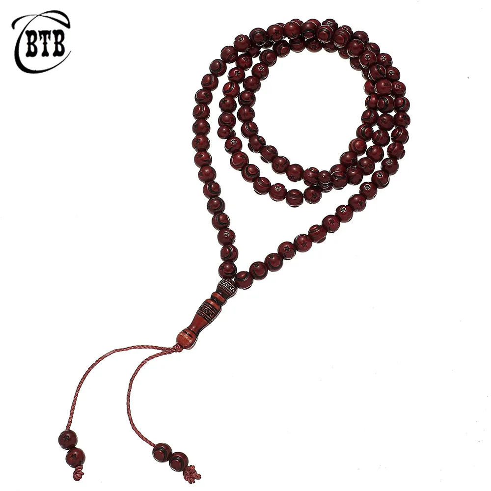 Islamic Tasbih Moon Star Muslim Prayer Rosary 8mm 99 Beads Women Men Beaded Bracelet  Accessory Handmade Wholesale Bulk