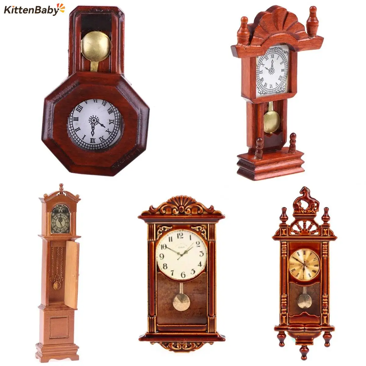 1:12 Dollhouse Miniature Wood Wall Clock Play Doll House Miniaturas Home Decor Accessories Toy Pretend Play Furniture Toy