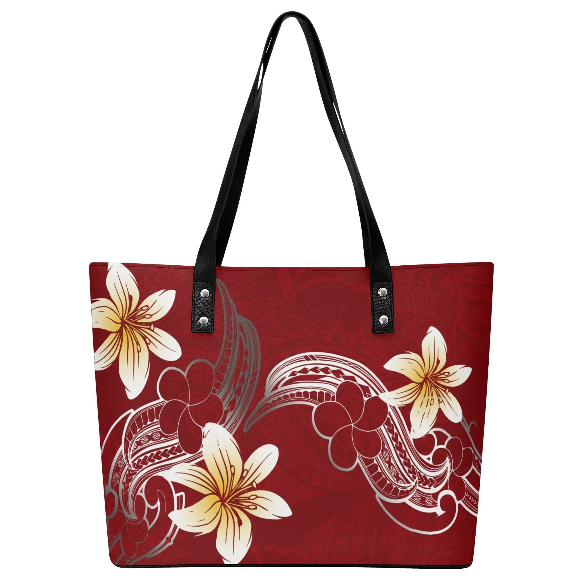 

Samoa Tribe design hibiscus flower women's bag Polynesian handbag Large capacity storage bag temperament stylish shoulder bag