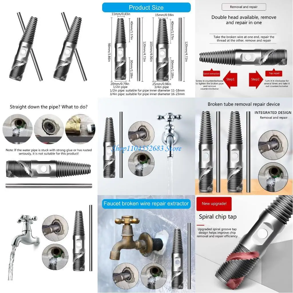 

Y6GD 2Pcs Double Head Screw Extractor Drill Bit Set Faucet Valves Damaged Water Pipe