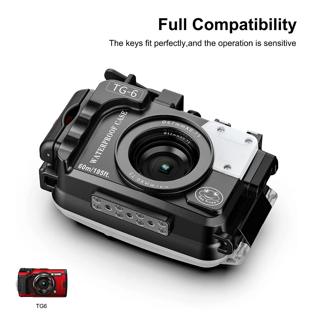 Mcoplus WP-TG6 60m/196ft Diving Underwater Waterproof Camera Housing Case for Olympus TG-6 TG6 Camera IPX8