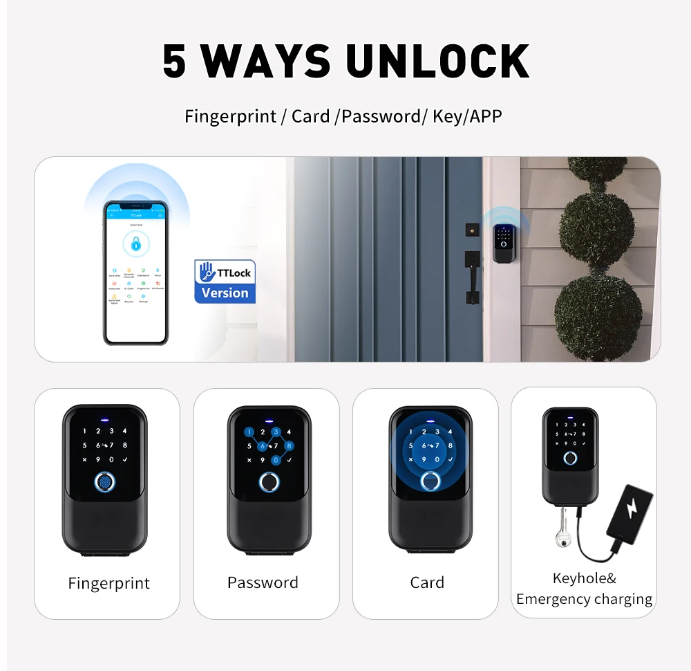Outdoor Waterproof Finger Print Lock Box Combination Key Safe Box TTlock App Unlock Key Box Key Card Nfc