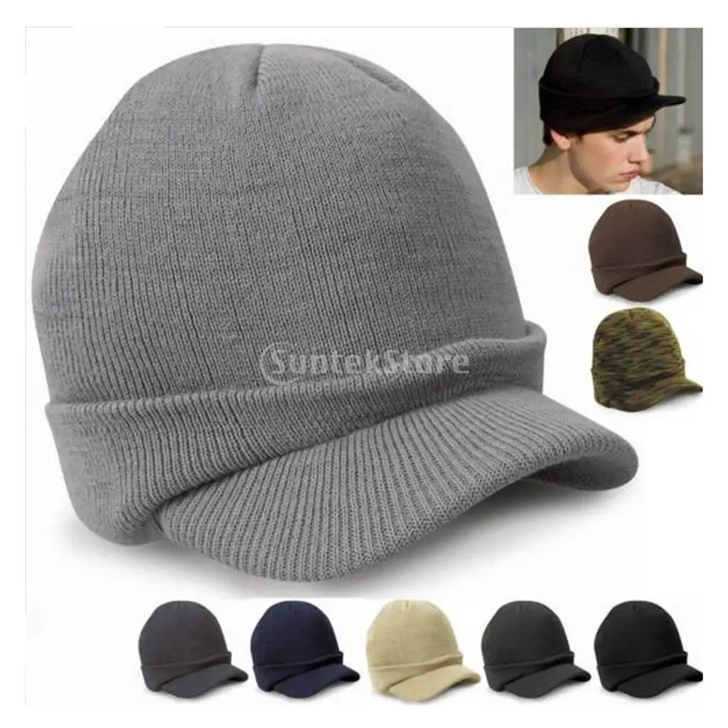 Men Winter Knitted Hat Outdoor Cycling Woollen Hat Ear Protection Warmth Peaked Cap Casual Fashion Outgoing Working Winter Hat