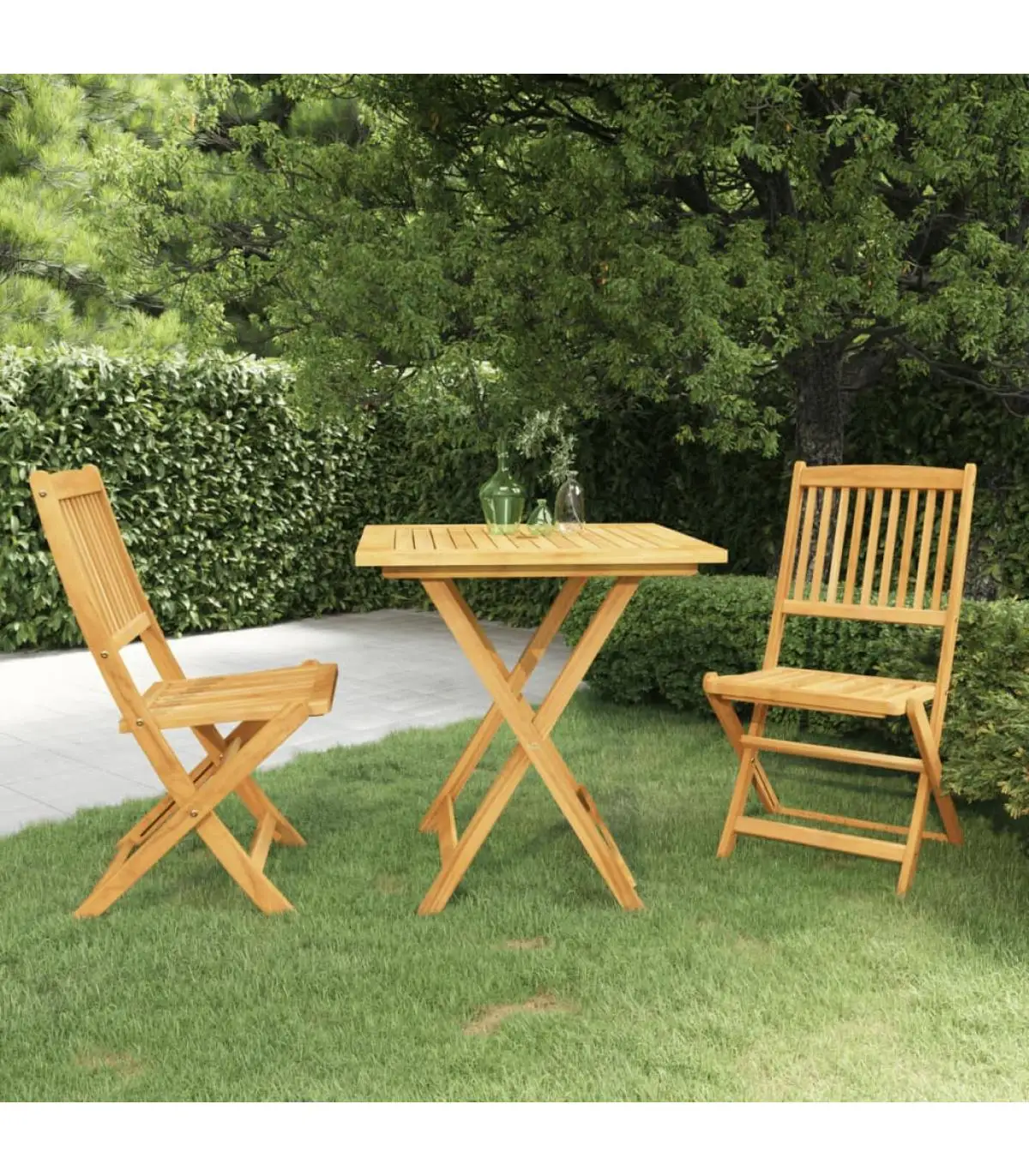 Garden dining garden sets folding 3 pieces acacia solid wood