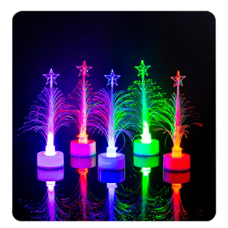 LED Christmas Fiber Tree Color-changing Fiber Tree Luminous Fiber Optic Christmas Tree Night Light Festival Decorative Lamp 1 PC
