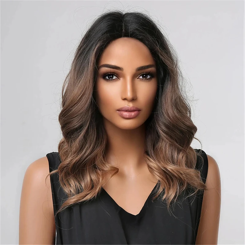 Ombre Blond Bruin Haar Pruik Lace Front Pruiken voor Vrouwen Synthetische Lace Front Pruiken Lijmloze Kant Pruik Voor Vrouwen Kleine/grote Maat