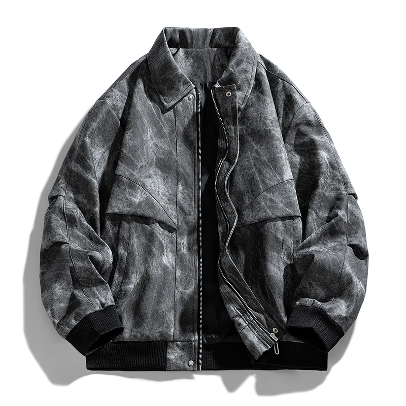 

Осенне-зимняя джинсовая куртка, мужская американская уличная верхняя одежда, пальто, модные байкерские джинсовые куртки на молнии с принтом тай-дай, мужская одежда