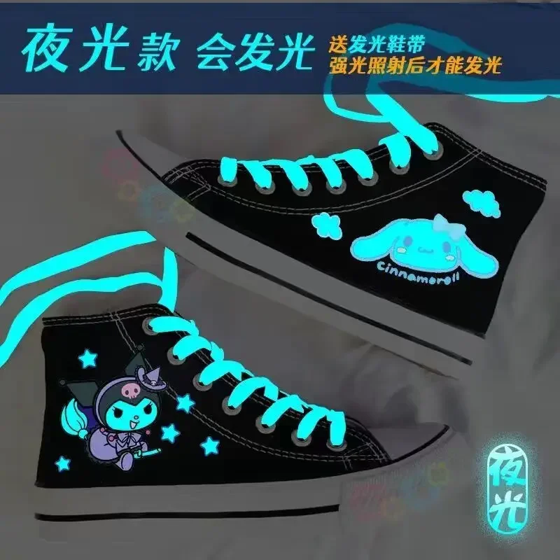 Korean Spring Autumn New Kuromi Canvas Shoes Girl High Top Canvas Shoes Leisure Students Fashion Women Shoes Skateboarding Shoes