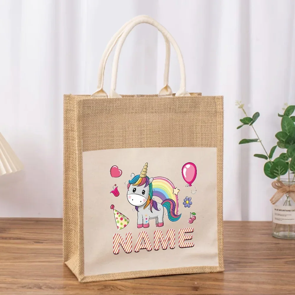 اسم التخصيص الشخصي حقيبة يد نسائية حقيبة تسوق صديقة للبيئة حقيبة كتف صيفية للسفر والشاطئ