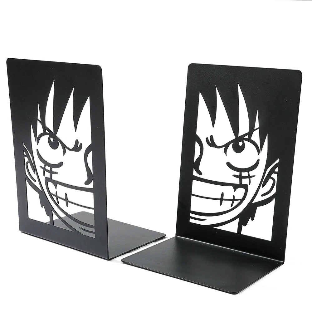 2pcs Anime One Piece Luffy Book Ends, Non-Slip Metal Book Ends Office Bookends for Fans Collection Organise Desktop Bookends