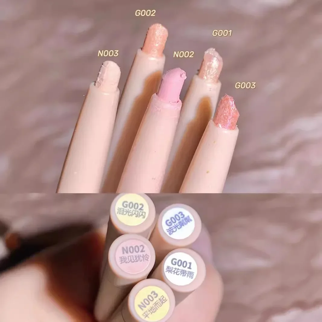 韓国製アイハイライターペンシル、パール調ジェルスティック、長持ちするブライトニングコンシーラー、パーティー用ナチュラルルック、1個