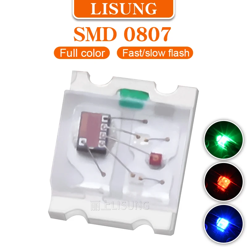 

1000pcs/bag 0805 Smd RGB 0807 Colorful Multicolor Flicker Light Emitting Diode LED Lamps Blinking Slow Fast Flashing Wirh IC