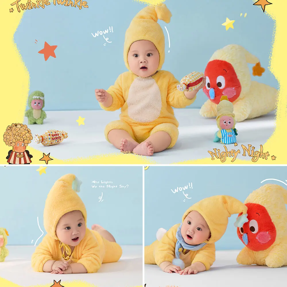 

2-3 Month Newborn Photography Props for Baby Photoshoot Twinkle Style Knitted Baby Cosplay Outfit with Star Toy for Baby Posing