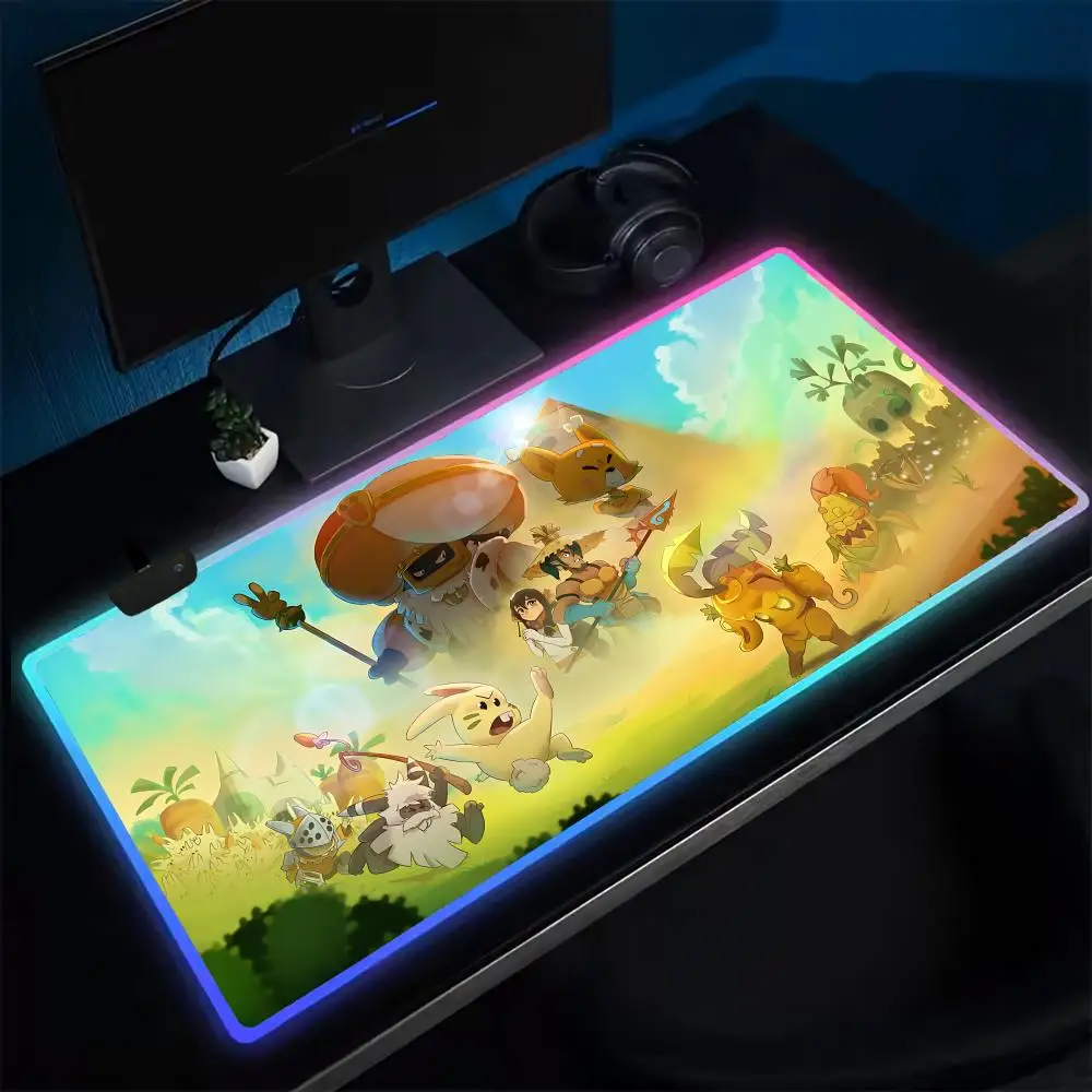 Super D-DOFUS Mouse Pad Anime Gaming Mouse Pad LED Table Pads Backlit Rubber Desktop XXL Mousepad RGB Desk Mats