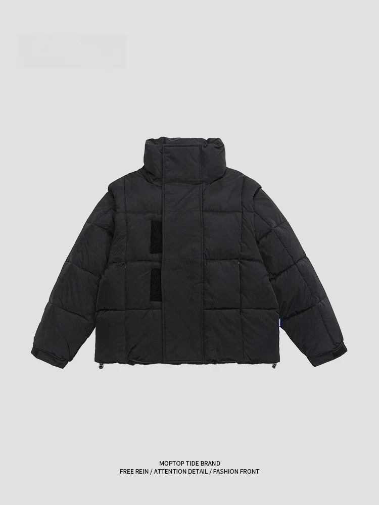 

MMOPTOP Men's Winter Cotton Jaet Stand Collar Warm Loose Outerwear Casual Sle Thiened Nylon Fiber Youth Faion