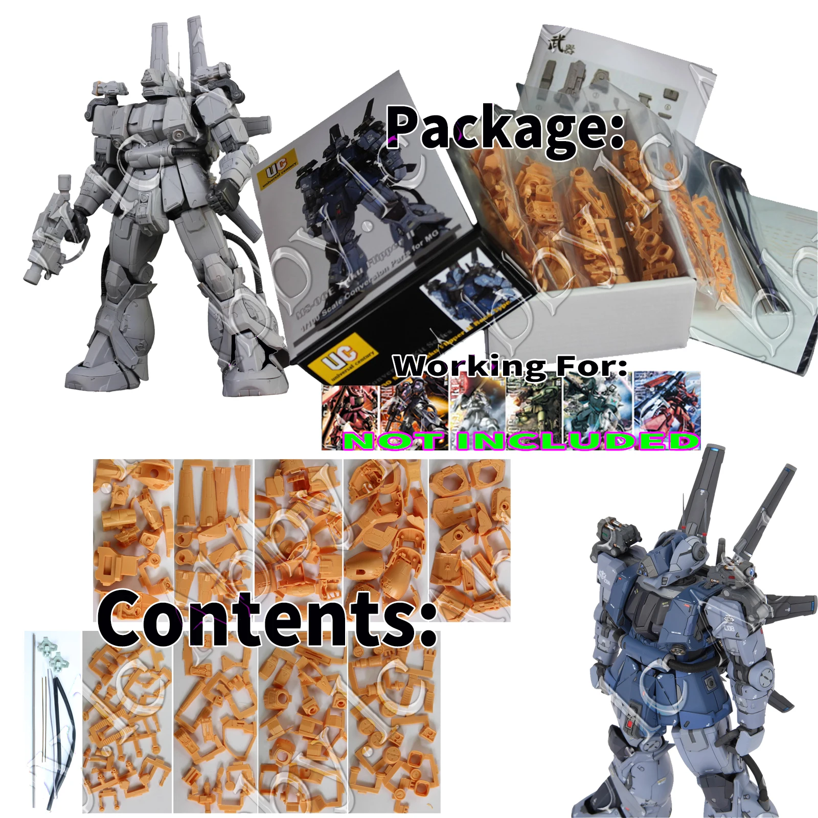 MS-06E를 위한 최고의 액세서리: RECAST Magic Hobby Club MS-06E-3 Flipper Conversion for MG 1/100 Zaku II 2.0 J Type