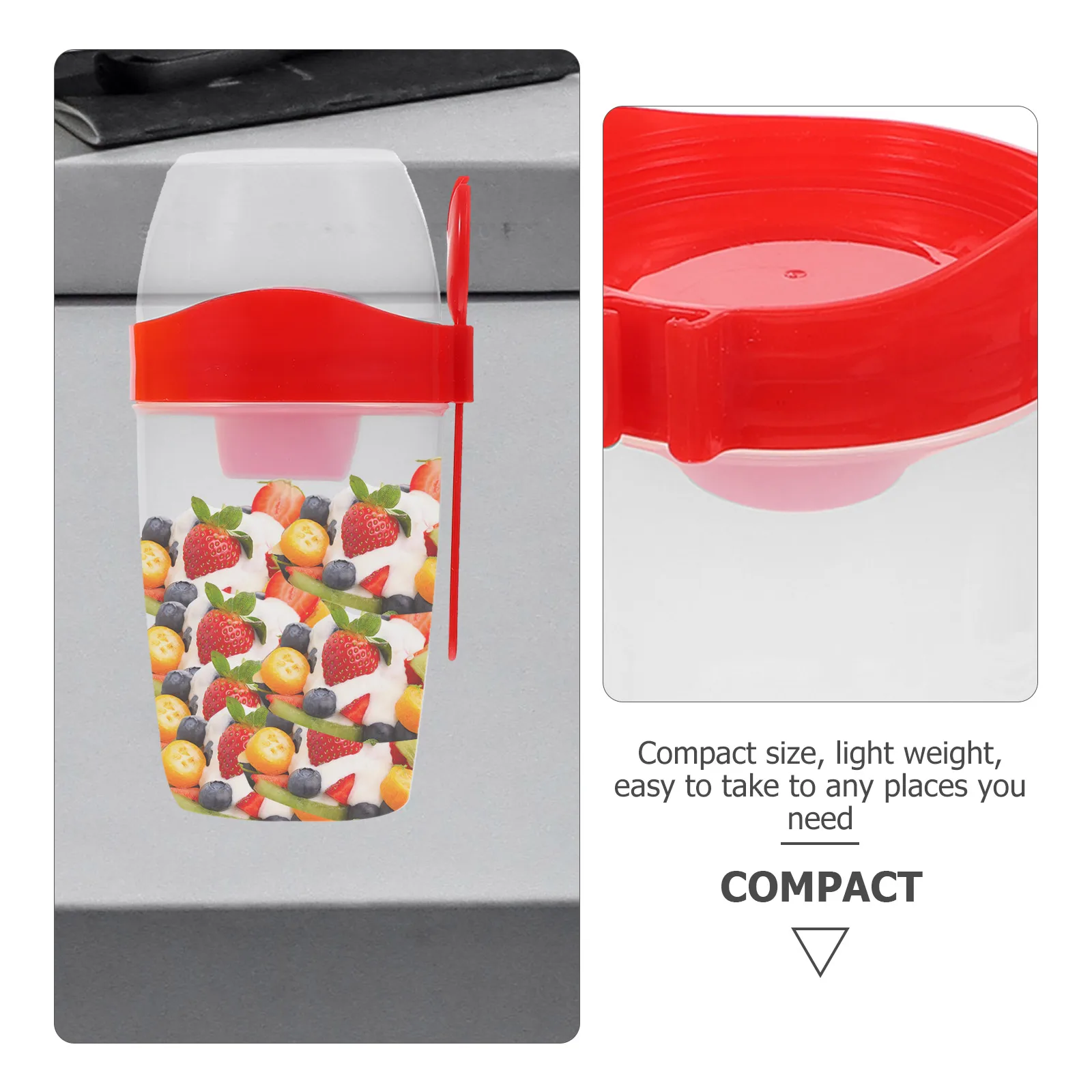 

2pcs 1070ml Portable Salad Cup Yellow Red with Spoon Lid Reusable Yogurt Cups Fitness Lunch Outdoor Milk Vegetable Fruit
