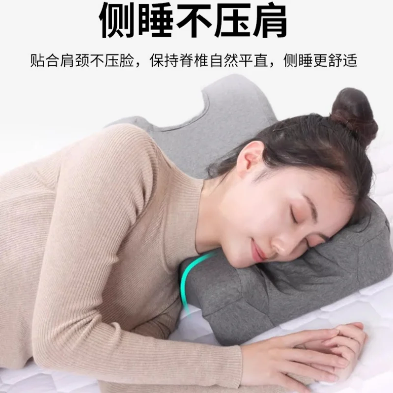 Ergonomic sleep pillow, beauty and anti-wrinkle pillow, side-sleeping pillow, no face pressure, beauty salon memory foam pillow