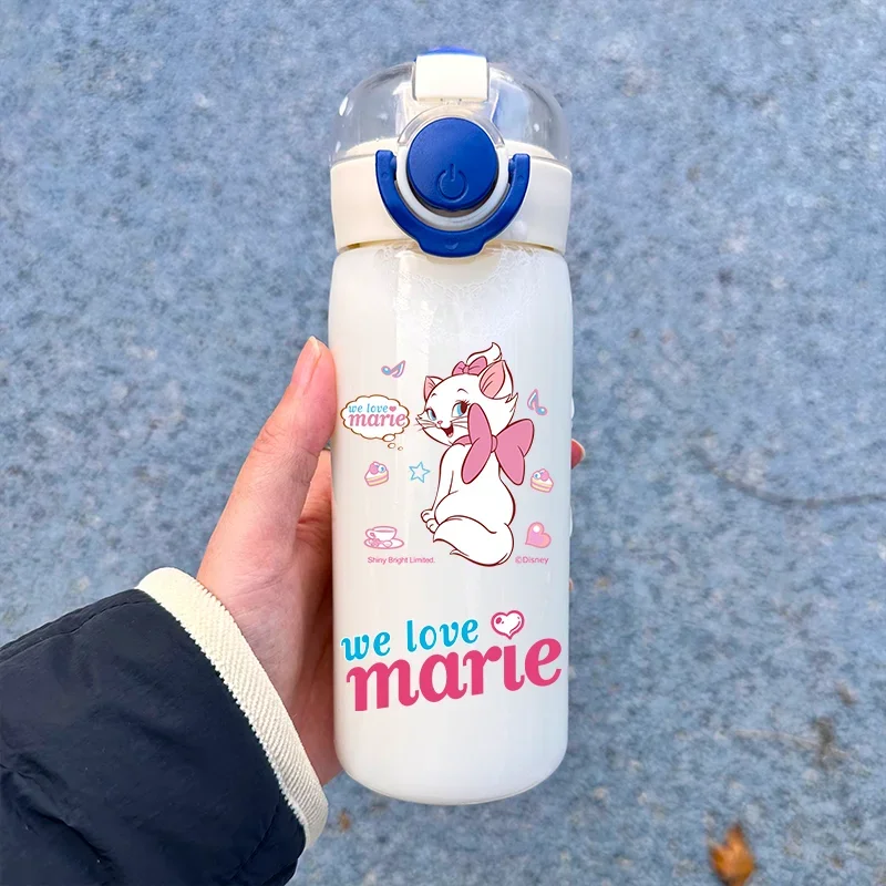 Bottiglia d'acqua portatile da 400 ml Disney Marie Cat Cartoon Studente Sport Viaggi Tazza d'acqua a prova di perdite Borraccia leggera per esterni