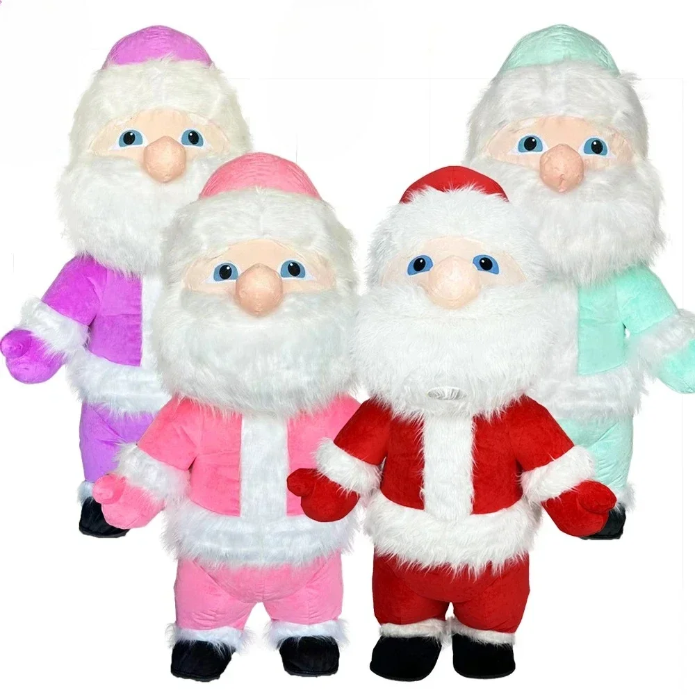 

Colorful Santa Claus Inflatable Costume Parade Adult Character Cosplay Christmas Party Event Plush Mascot Set No Battery