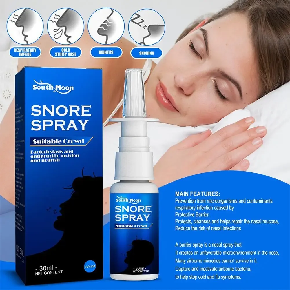 30ML Anti Snoring Spray Stop Snore Throat Relief Sleeping Sneezing Breath Liquid Better Nose Cold Relief Easier Health Care