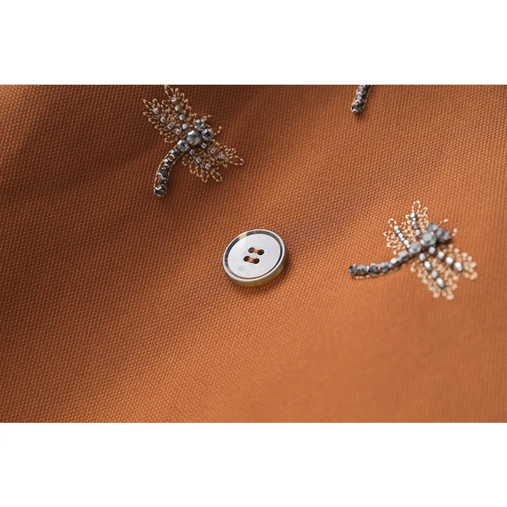 LEOSOXS 高級カシミヤ製 暖かいレジャーウェア レディース ビーズ刺繍入りトンボ柄コート オールマッチング ファッションアウター トレンド