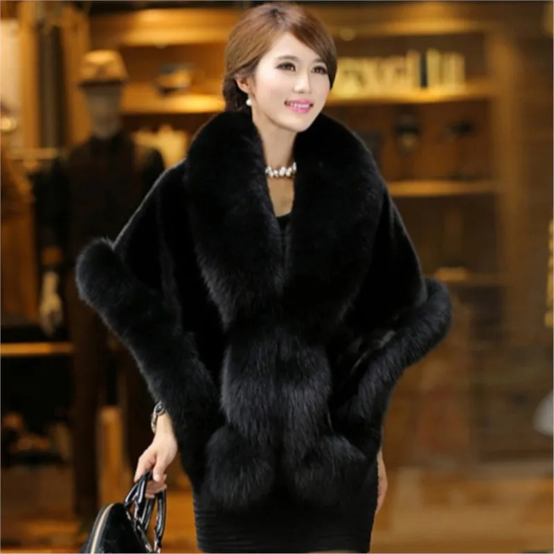 

Artificial mixed fur coat for women mid-length new style collar shawl