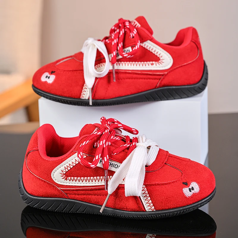 

Luxury Girls Shoes Red Children Sneaker New Design Kids Casual Tennis Shoes Size 26-37 Autumn Daily Walking Sneaker for Girls