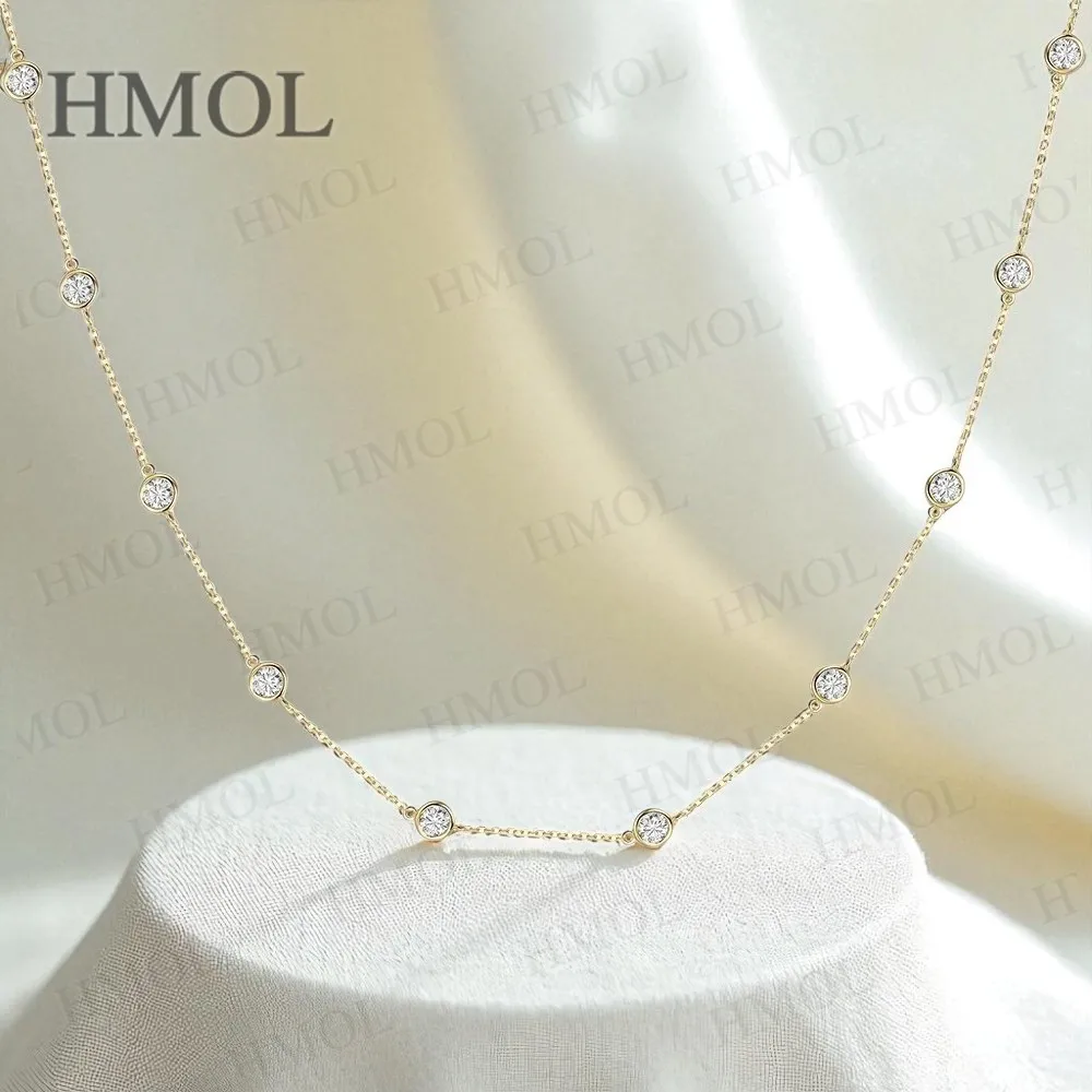 

Круглое ожерелье с подвеской в форме звезды, серебро 925 пробы с муассанитом, сверкающие украшения для женских особых случаев и торжеств