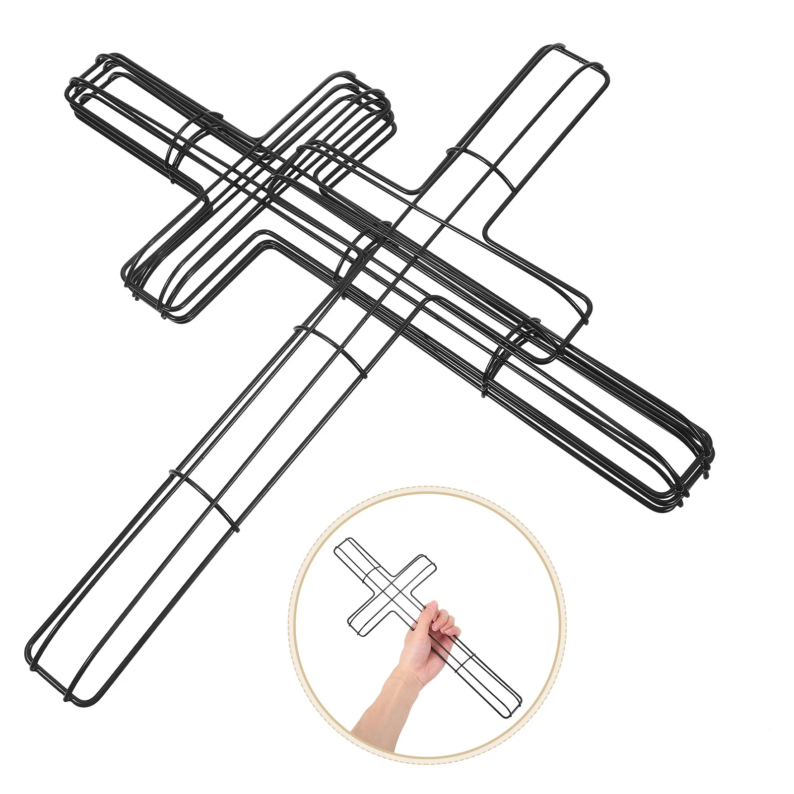 

4Pcs Cross Metal Wreath Frame DIY Flower Garden Decorative Hanging Tool Supplies Cross Wreath Frame Flower Arranging Rack