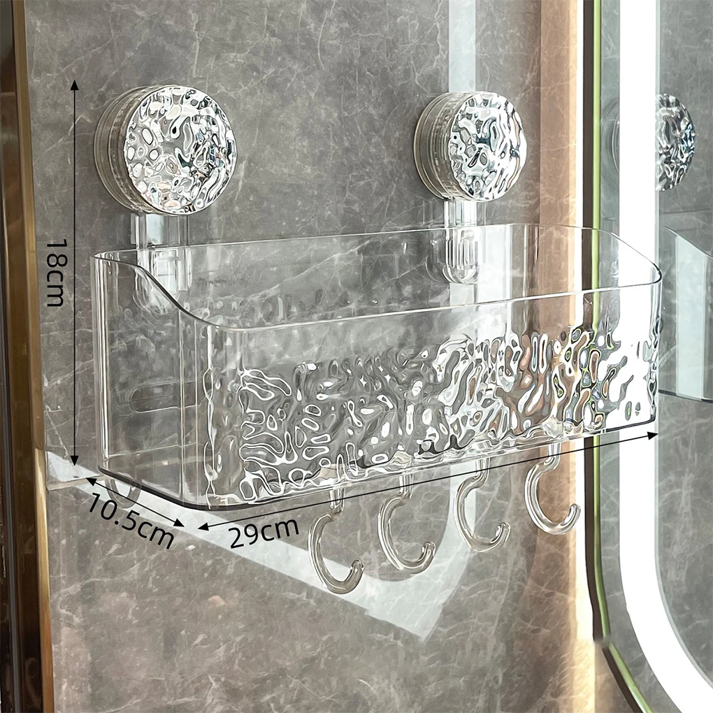 Bathroom Suction Cup Storage Rack Transparent Rack Light Luxury Style Glacier Pattern Suction Cup Shelf Punch-Free Sorting Box