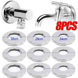 1/8pcs Faucet Decorative Cover Self-Adhesive Stainless Steel Round Covers Shower Water Pipe Wall Hole Cover Bathroom Accessories