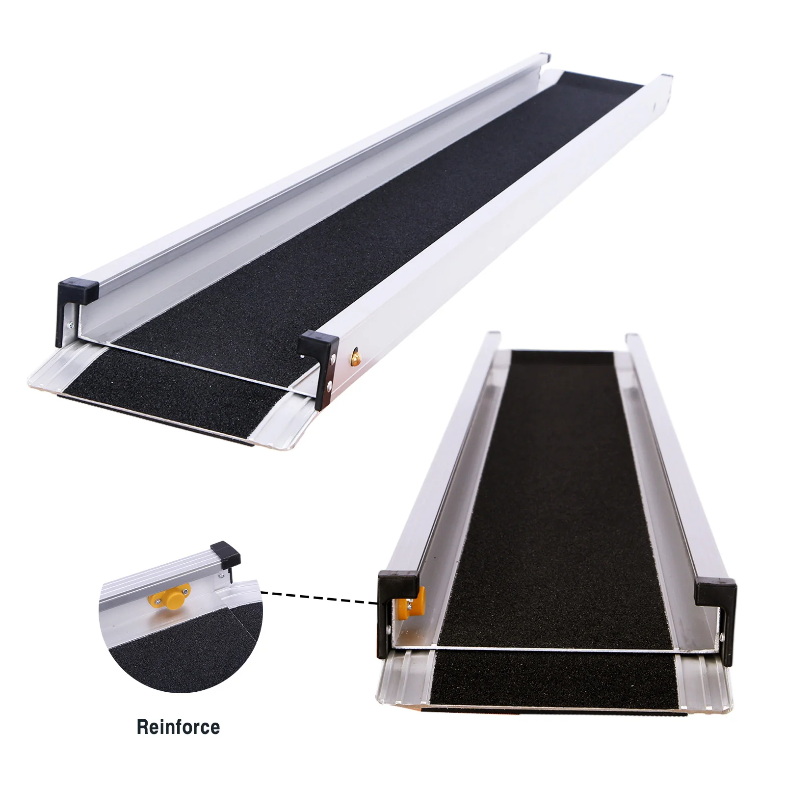 Adjustable Aluminum Ramps with Handbags Non-Skid Aluminum Handicap Ramps Folding Threshold Wheelchair Ramp for Home Steps