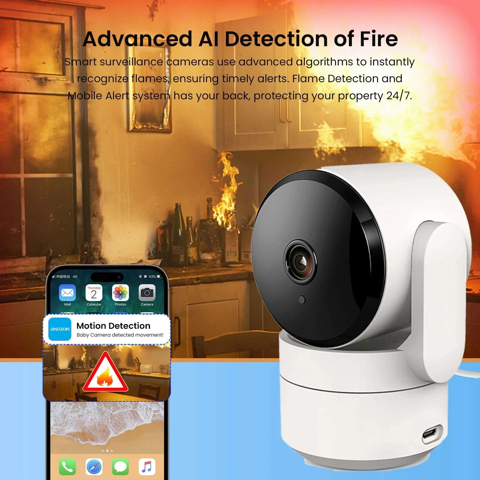4MP HD Indoor Dual PTZ Camera Wifi Camera Indoor Smart Home Color Night Vision Auto Tracking Security Pet Baby Monitor