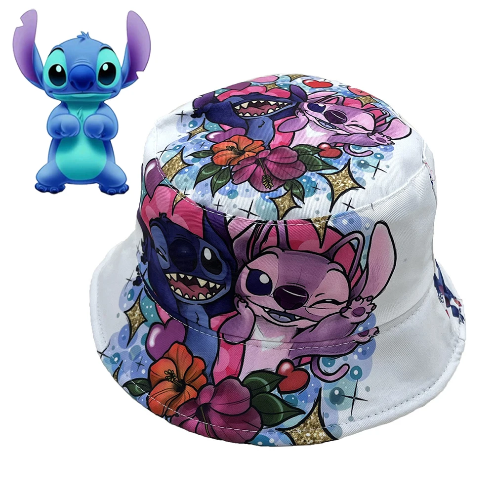 Lilo Stitch Hut Fischer Kappe Faltbare Eimer Hüte Cartoon Nettes Kind Outdoor Sonnenschutz Schatten Jungen Mädchen Meer Strand Reise Kappen