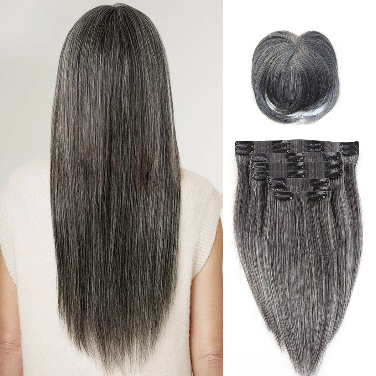 Clipe reto de seda em franja cabelo humano 100% humano remy grampo de cabelo na nova versão clipe grosso em cabelo humano 18-24 Polegada 140g/7-10pcs