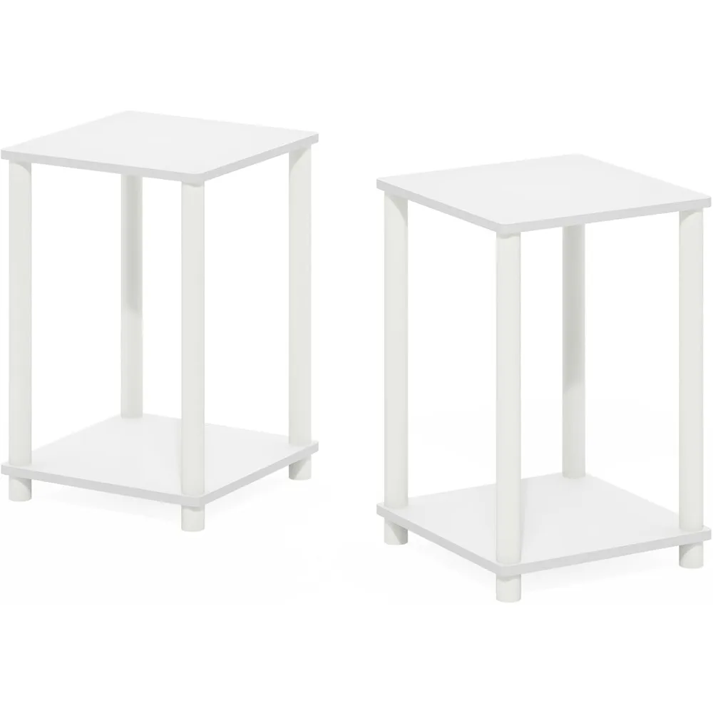 Turn-N-Tube Haydn End Table, White/White, Set of 2