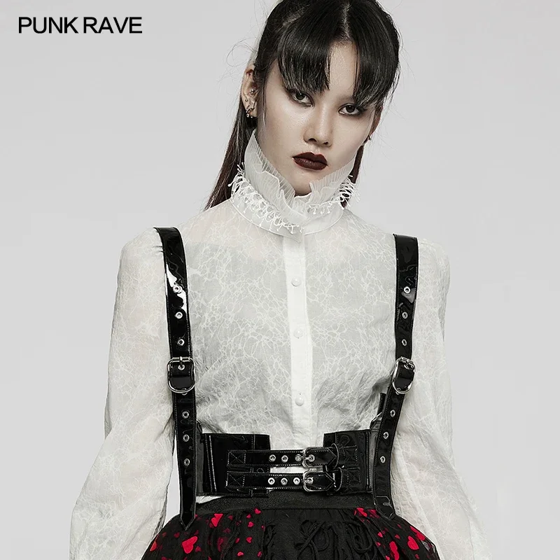 PUNK RAVE Women's Punk PU Strap with Adjusted Metal Buckles Gothic Personality Sexy Novelty Corset Belt Accessories