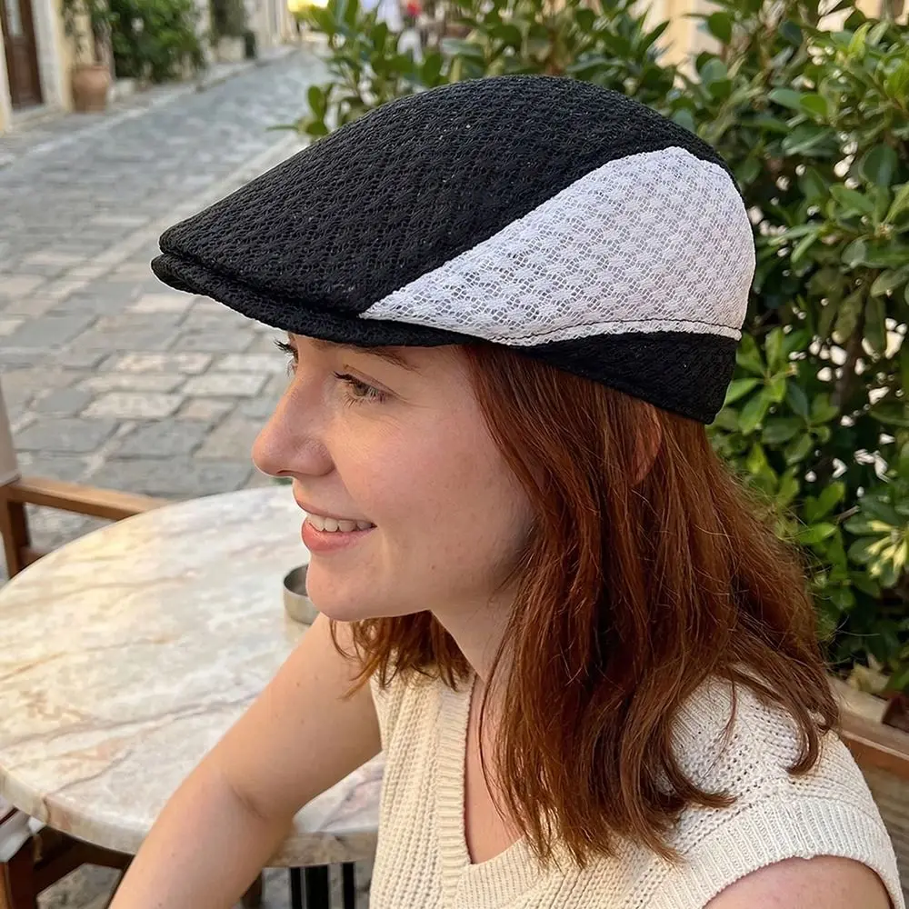 

Hollow Design Summer Beret Cap Breathable Adjustable Sun Protection Hat Quick-drying Comfortable Berets Hat For Men