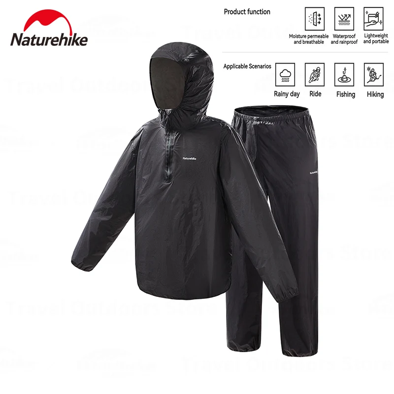 Naturehike Outdoor Split Raincoat Set Ultralight Portable 6000mm+ Rainproof 15D Nylon Fishing Waterproof Motorcycle Coat Pants