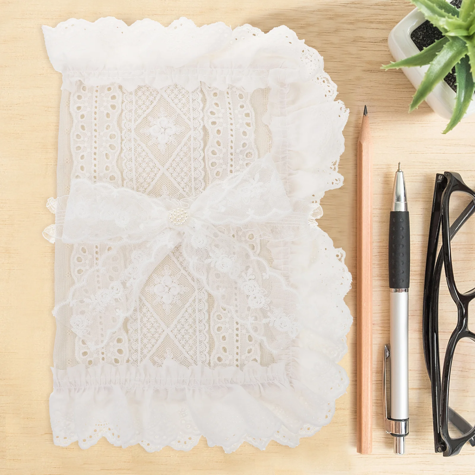 Lace Trim Cloth Book Cover A5 Lightweight Protective Sleeve Book Protector for Hardcover Books Stylish Decor
