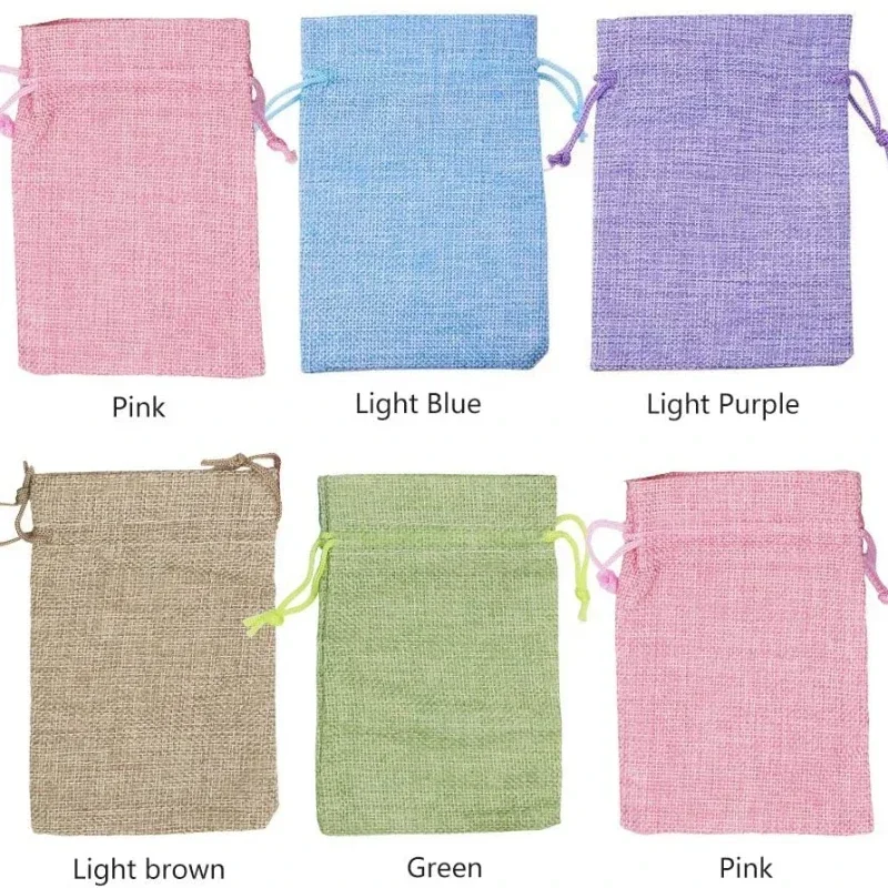 10Pcs Jute Natural Burlap Bag Jute Gift Bags Multi Size Jewelry Travel Storage Pouch Mini Candy Jute Packing Bags for Gift Bag