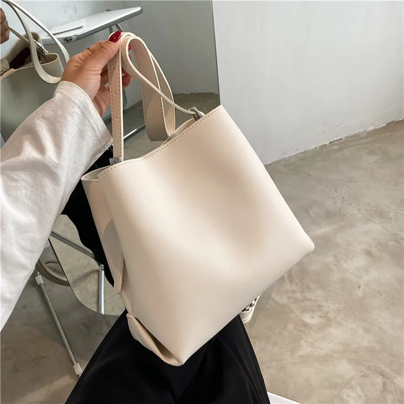 PU Leather Women Bucket Shoulder Bag Brand Luxury Solid Color ladies Handbags Casual Female Crossbody bags bolsas totes