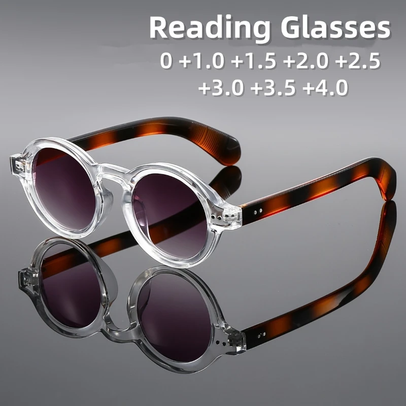 

New High-end High-definition Reading Glasses Men's and Women's Retro Round Sunglasses Optical Prescription Eyeglasses 0 TO +4.0